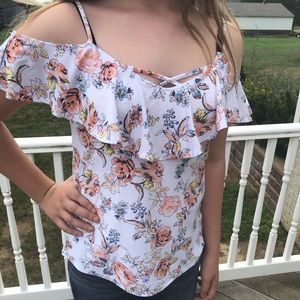 Cold shoulder floral shirt